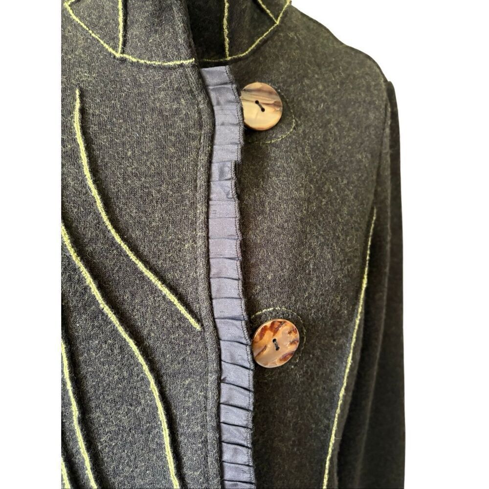 Icelandic Design Hepburn Wool Jacket Size S Green Button Front - Picture 13 of 14